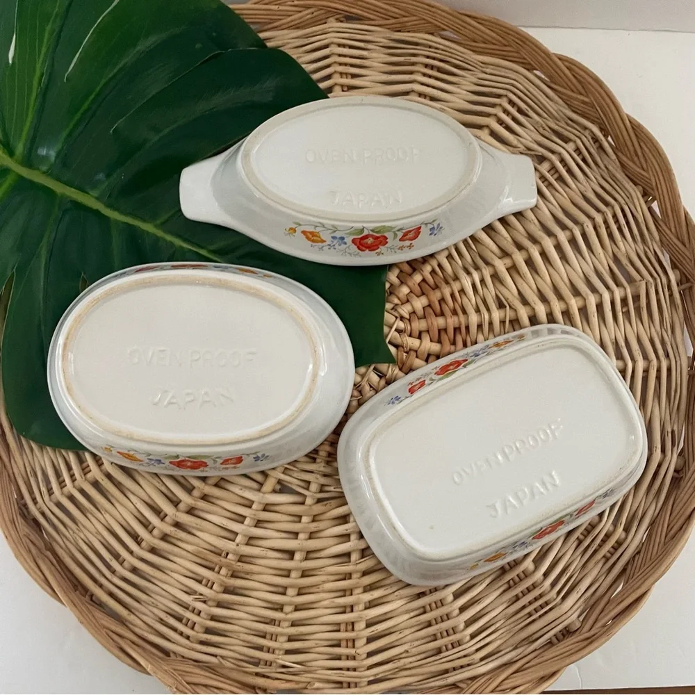 Vintage Northland set of 3 floral Ovenproof Casserole Dishes made in Japan